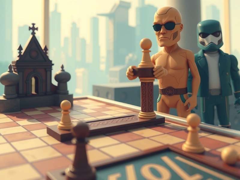 A vibrant digital board game interface showing multiple players interacting online