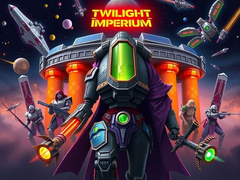 Screenshot of a Twilight Imperium game in progress on Board Game Arena showing a galaxy map and player cards