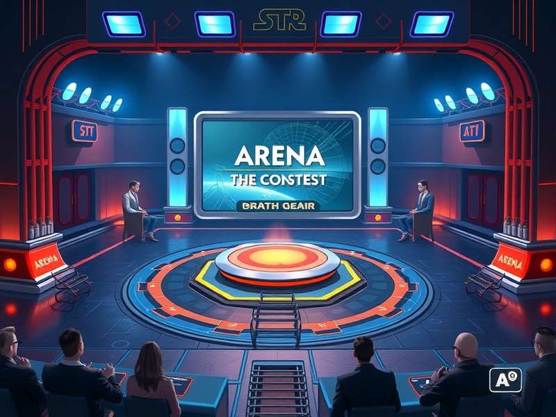 Arena The Contest Board Game setup with miniatures and cards