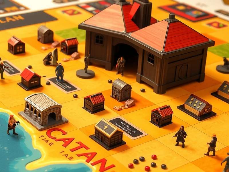 Board Game Arena Catan gameplay screenshot showing the island of Catan with settlements, cities, and trading routes