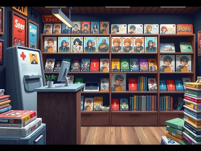 Board Game Arena Game Shop — a vibrant collection of tabletop games displayed on a wooden table with dice and cards