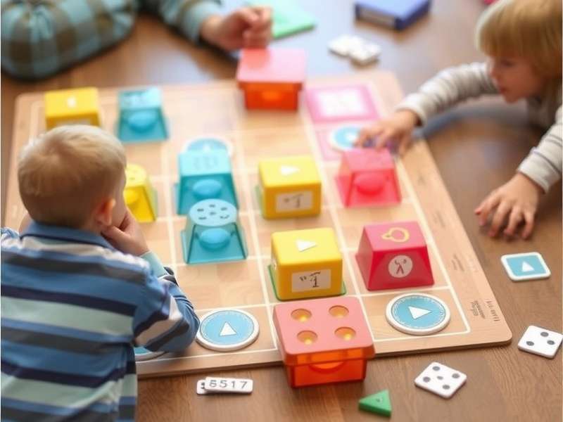 Friends gathering around a wooden table playing colorful board games at a lively game night